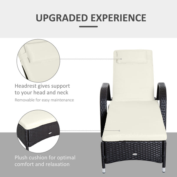 Woven resin chaise lounge with headrest, cream white