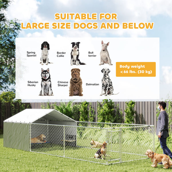 Galvanized steel kennel with waterproof cover