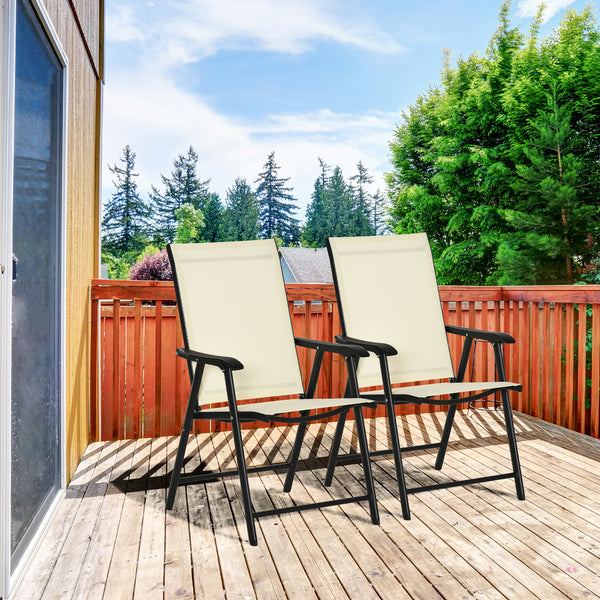 Set of 2 folding garden chairs with Textline upholstery and steel frame 