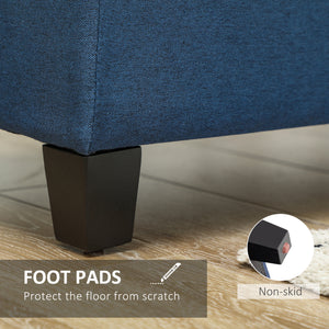 Rectangular upholstered entryway bench, blue