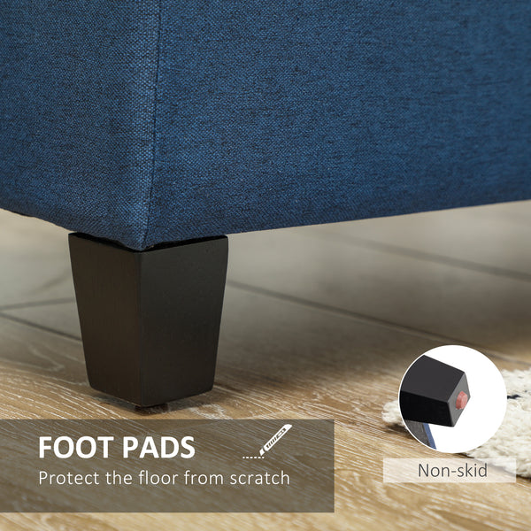 Rectangular upholstered entryway bench, blue