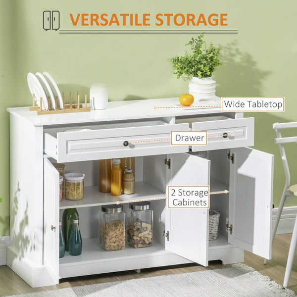 Modern buffet with 2 drawers and adjustable shelves, ideal for the dining room, white.
