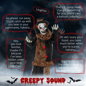 1.6m Life Size Clown Outdoor Halloween Decoration with Light-Up Eyes