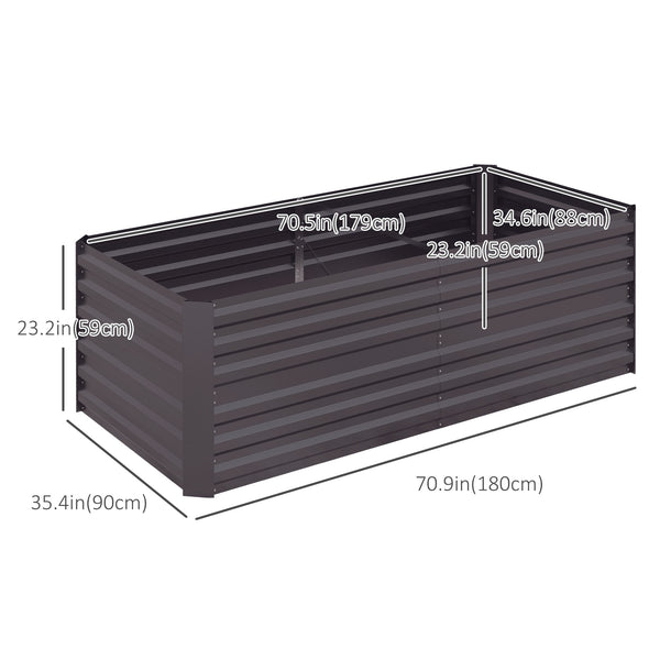 Galvanized raised planter with reinforced stakes, dark grey