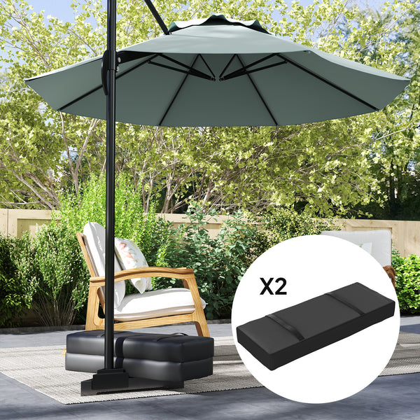 Set of 2 parasol base weight bags with handles, black 