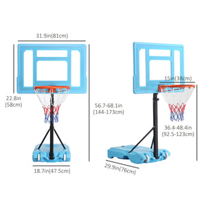 Pool Basketball Hoop, Adjustable Height 36.7-48.9", Blue