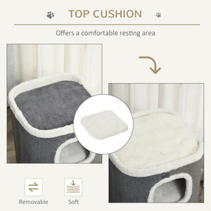 4-story cat house with scratching surface and removable cushion