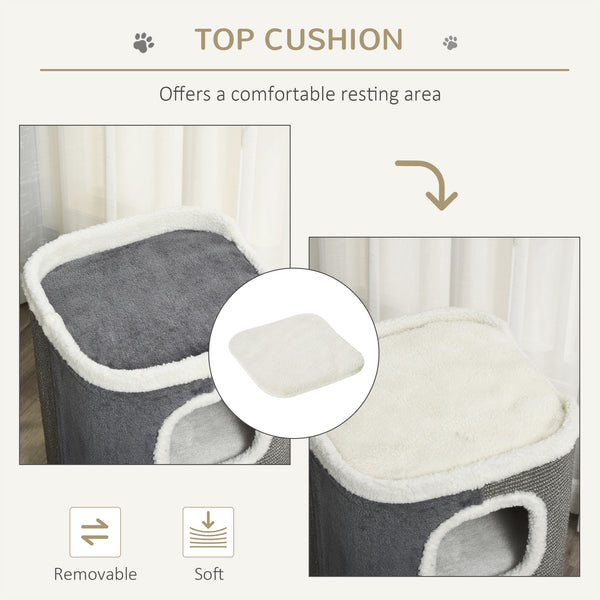 4-story cat house with scratching surface and removable cushion