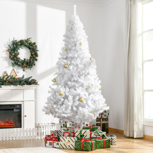 7ft White Artificial Christmas Tree with 1,230 Branches and Metal Stand