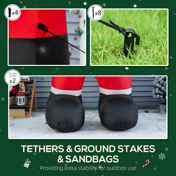 Inflatable Santa Claus with Candy Cane, 8ft Tall