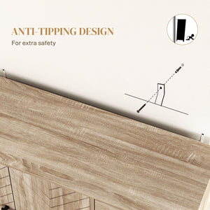 Modern sideboard, 108 cm, adjustable shelves and 3 drawers, coffee bar cabinet with 2 doors, oak