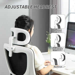 High-back mesh office chair with swivel headrest, black