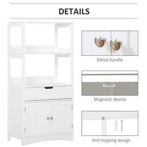 Bathroom cabinet with shelves, drawer and doors, for living room, white