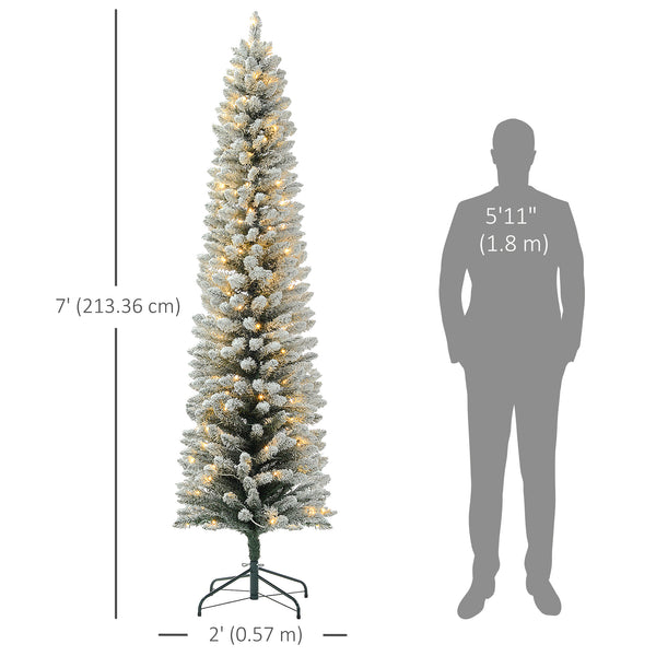 7ft Pre-Lit Green Artificial Christmas Tree with Warm White LED Light