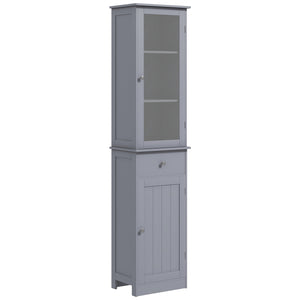 Bathroom cabinet with drawers, 2 doors and adjustable shelves, gray