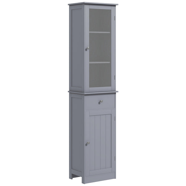 Bathroom cabinet with drawers, 2 doors and adjustable shelves, gray