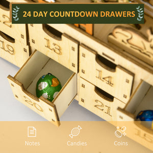 Wooden Advent Calendar with 24-Day Countdown