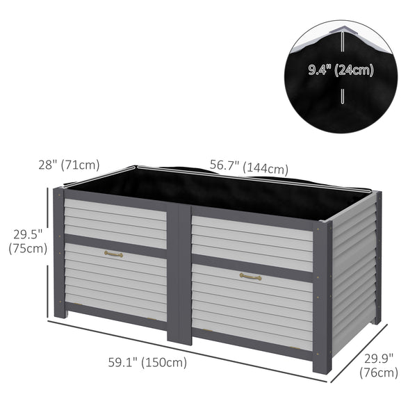 Raised wooden planter with storage