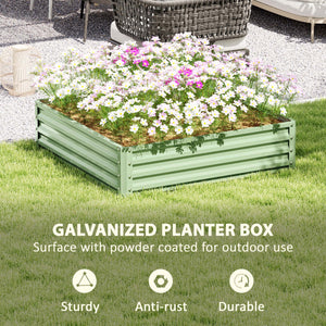 Raised planter in galvanized steel, light green