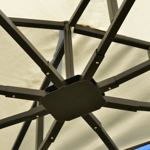 10 x 12 gazebo with double-pitched roof, removable mesh side panels and triangular shelves, beige 
