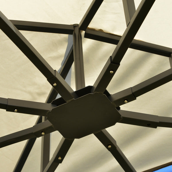 10 x 12 gazebo with double-pitched roof, removable mesh side panels and triangular shelves, beige 