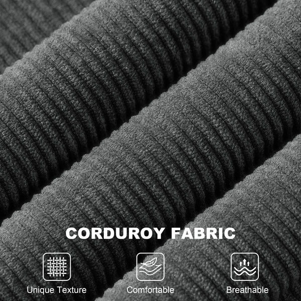 Dark grey corduroy swivel armchair