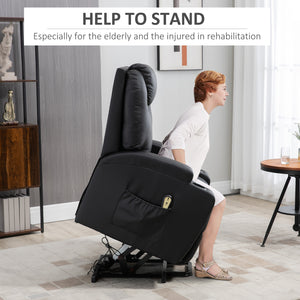 PU Leather Electric Lift Chair with Footrest, Black