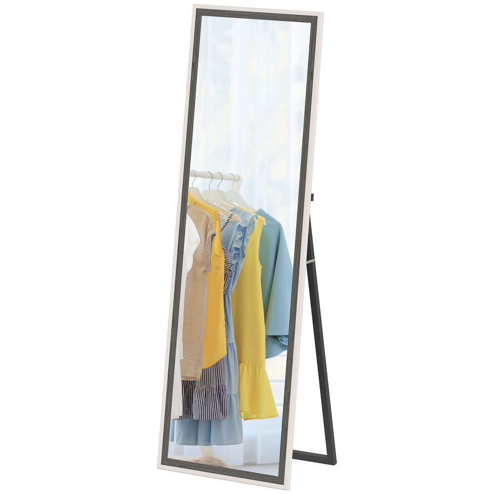 Full length standing mirror, gray wood grain