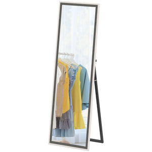 Full length standing mirror, gray wood grain