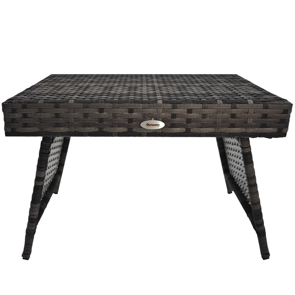 Folding outdoor side table in woven rattan