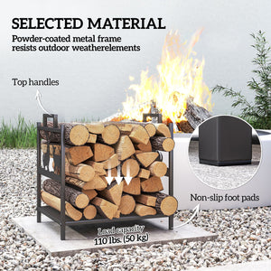 Heavy Duty Log Rack with Handles Black 