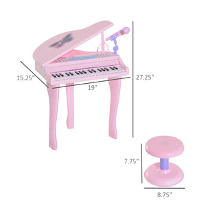 37 Keys Mini Musical Electronic Piano with Mic, Pink 