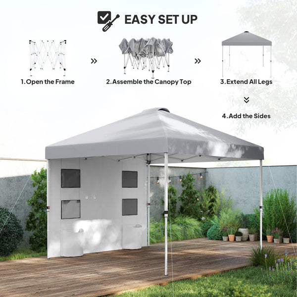 10 x 10 folding tent with side walls, light grey