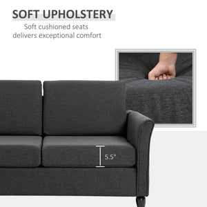 2-seater sofa with armrests and wooden legs, dark grey