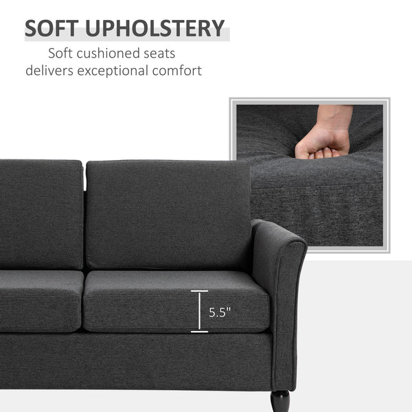 2-seater sofa with armrests and wooden legs, dark grey