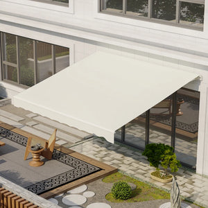 11.8 x 9.8 ft retractable electric awning with remote control, cream color 