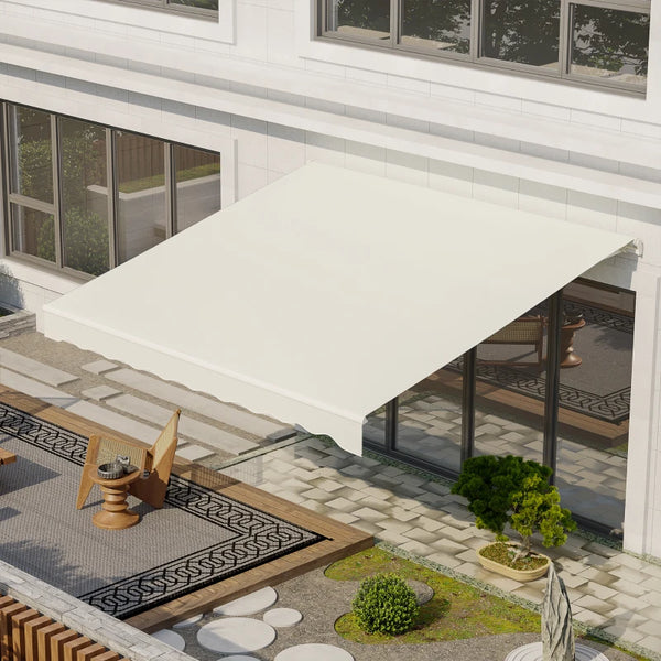 11.8 x 9.8 ft retractable electric awning with remote control, cream color 