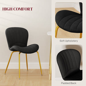 Set of 2 dining chairs with upholstered backrest, black