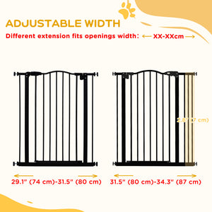 Extra tall dog gate with door, black