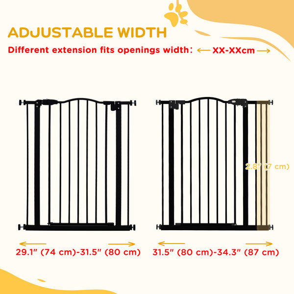 Extra tall dog gate with door, black