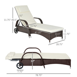 Woven resin chaise lounge with headrest, cream white