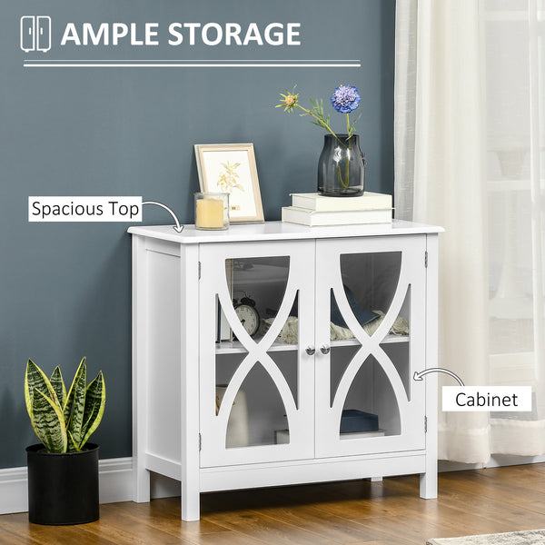 Kitchen cabinet with glass door, living room, white