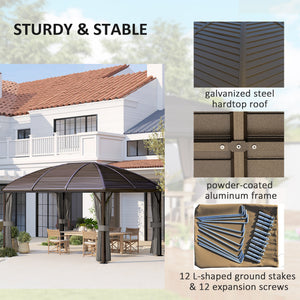 10' x 13' Hardtop Gazebo Aluminum Outdoor Canopy with Mesh Nettings, Curtains, Dark Grey