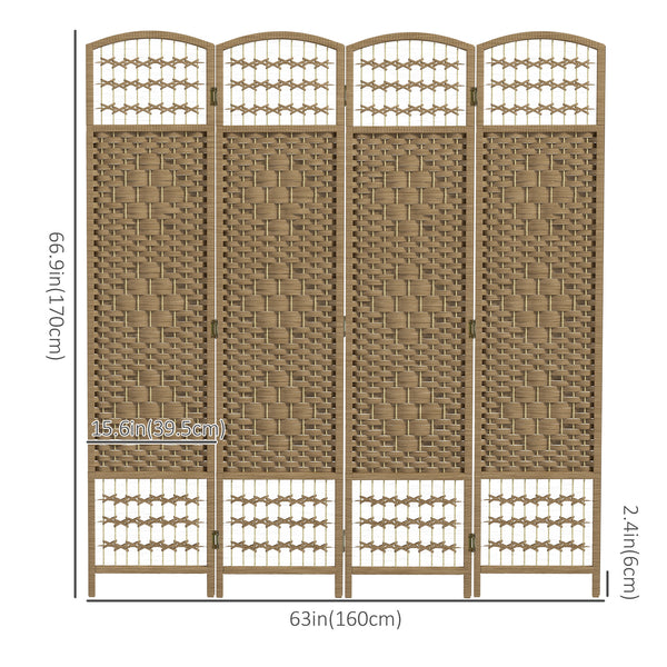 4-panel folding partition wall made of corrugated fiber, natural color