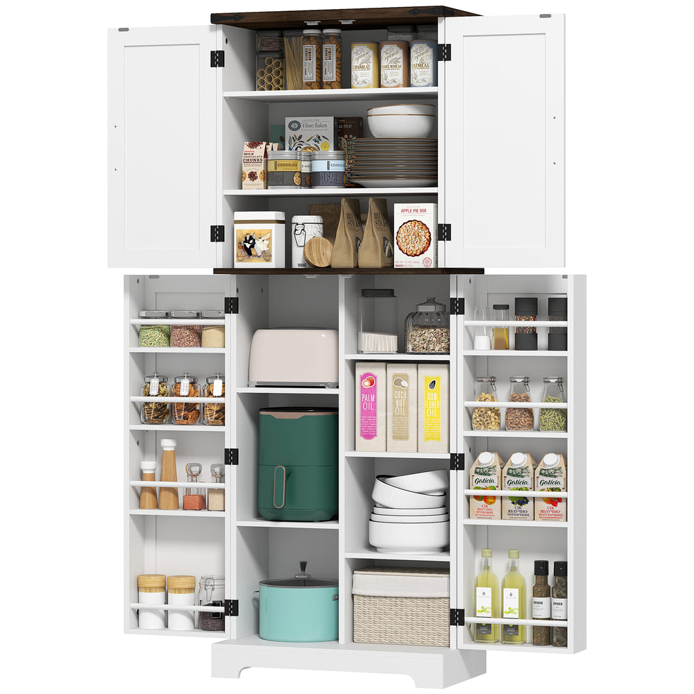 162cm High Storage Cabinet with Spice Racks, White
