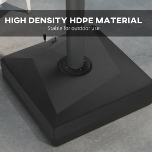 Offset parasol base with lifting wheel 