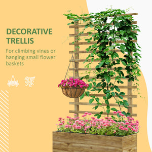 Wooden planter with trellis and 4 wheels