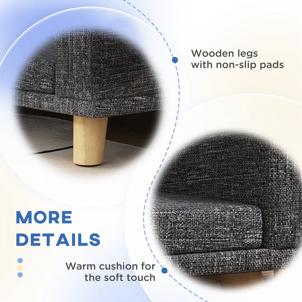 Sofa for large dogs with washable cover and non-slip pads, dark gray