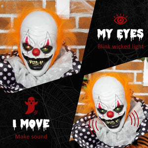 5ft Life Size Halloween Decoration, Talking Circus Clown with Sound and Motion Activated, Light-Up Eyes