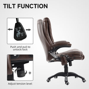 High Back Reclining Massage Office Chair with Swivel Casters, Dark Brown